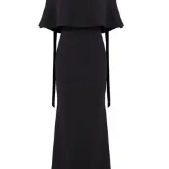 Badgley Mischka Off the Shoulder black long formal gown dress Sz 10 - Picture 12 of 15